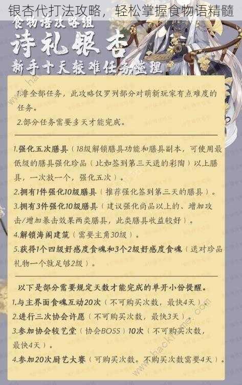 银杏代打法攻略，轻松掌握食物语精髓