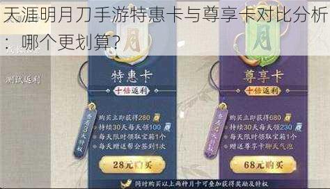 天涯明月刀手游特惠卡与尊享卡对比分析：哪个更划算？