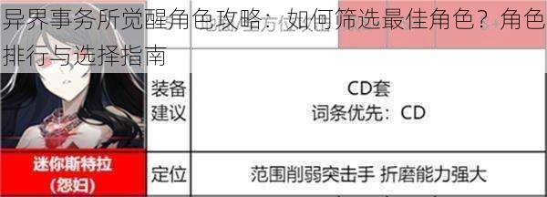 异界事务所觉醒角色攻略：如何筛选最佳角色？角色排行与选择指南