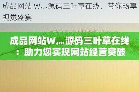 成品网站 W灬源码三叶草在线，带你畅享视觉盛宴