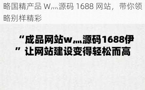 略国精产品 W灬源码 1688 网站，带你领略别样精彩