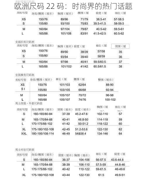 欧洲尺码 22 码：时尚界的热门话题