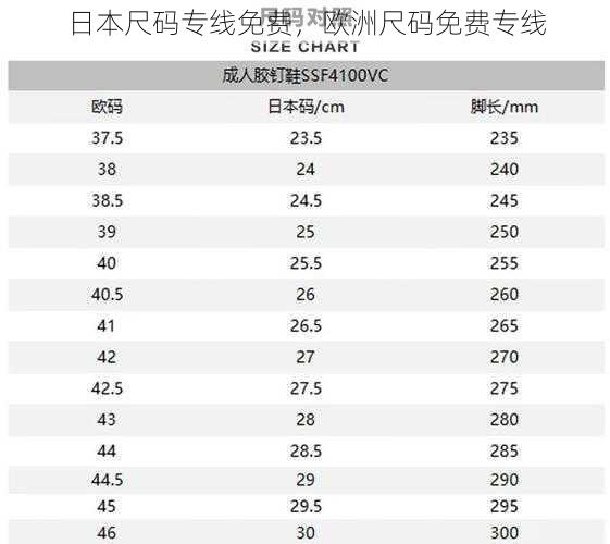 日本尺码专线免费，欧洲尺码免费专线