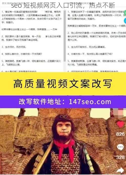 seo 短视频网页入口引流，热点不断